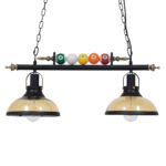 GLOBOSTAR® BILLIARD 00972 Vintage Κρεμαστό Φωτιστικό Οροφής με Ντουί 2 x E27 AC 220-240V IP20 - Mαύρο & Μελί - Μ71 x Π25 x Υ30cm - Image 4