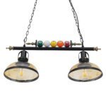 GLOBOSTAR® BILLIARD 00972 Vintage Κρεμαστό Φωτιστικό Οροφής με Ντουί 2 x E27 AC 220-240V IP20 - Mαύρο & Μελί - Μ71 x Π25 x Υ30cm - Image 6