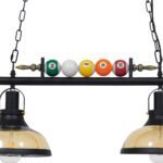 GLOBOSTAR® BILLIARD 00972 Vintage Κρεμαστό Φωτιστικό Οροφής με Ντουί 2 x E27 AC 220-240V IP20 - Mαύρο & Μελί - Μ71 x Π25 x Υ30cm - Image 7