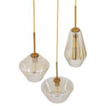 GLOBOSTAR® AMARIS 00978 Μοντέρνο Κρεμαστό Φωτιστικό Οροφής με Ντουί 3 x E27 AC 220-240V IP20 - Χρυσό Πλατίνα & Μελί - Μ50 x Π50 x Υ30cm - Image 3