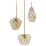 GLOBOSTAR® AMARIS 00978 Μοντέρνο Κρεμαστό Φωτιστικό Οροφής με Ντουί 3 x E27 AC 220-240V IP20 - Χρυσό Πλατίνα & Μελί - Μ50 x Π50 x Υ30cm - Image 4