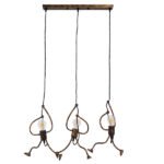 GLOBOSTAR® LITTLE MAN 00979 Μοντέρνο Κρεμαστό Φωτιστικό Οροφής με Ντουί 3 x E27 AC 220-240V IP20 - Χάλκινο - Μ70 x Π10 x Υ105cm