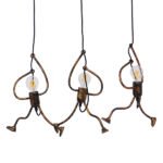 GLOBOSTAR® LITTLE MAN 00979 Μοντέρνο Κρεμαστό Φωτιστικό Οροφής με Ντουί 3 x E27 AC 220-240V IP20 - Χάλκινο - Μ70 x Π10 x Υ105cm - Image 2