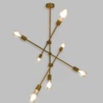 GLOBOSTAR® ESTHER 00993 Μοντέρνο Κρεμαστό Φωτιστικό Οροφής με Ντουί 7 x E27 AC 220-240V IP20 - Χρυσό - Μ75 x Π75 x Υ88cm - Image 2