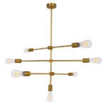 GLOBOSTAR® ESTHER 00993 Μοντέρνο Κρεμαστό Φωτιστικό Οροφής με Ντουί 7 x E27 AC 220-240V IP20 - Χρυσό - Μ75 x Π75 x Υ88cm - Image 3