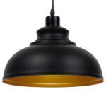 GLOBOSTAR® ANDY 01000 Μοντέρνο Κρεμαστό Φωτιστικό Οροφής με Ντουί 1 x E27 AC 220-240V IP20 - Μαύρο & Χρυσό - Μ35 x Π35 x Υ28cm