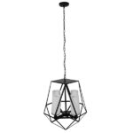 GLOBOSTAR® DASTAR 01001-1 Vintage Κρεμαστό Φωτιστικό Οροφής με Ντουί 4 x E27 AC 220-240V IP20 - Μαύρο & Λευκό - Μ52 x Π52 x Υ53cm - Image 4