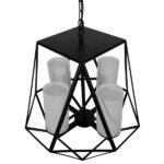 GLOBOSTAR® DASTAR 01001-1 Vintage Κρεμαστό Φωτιστικό Οροφής με Ντουί 4 x E27 AC 220-240V IP20 - Μαύρο & Λευκό - Μ52 x Π52 x Υ53cm - Image 6