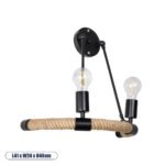 GLOBOSTAR® CROWN 01002 Vintage Φωτιστικό Τοίχου - Απλίκα με Ντουί 2 x E27 AC 220-240V IP20 - Μαύρο & Μπεζ - Μ41 x Π24 x Υ40cm