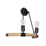 GLOBOSTAR® CROWN 01002 Vintage Φωτιστικό Τοίχου - Απλίκα με Ντουί 2 x E27 AC 220-240V IP20 - Μαύρο & Μπεζ - Μ41 x Π24 x Υ40cm - Image 2