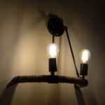 GLOBOSTAR® CROWN 01002 Vintage Φωτιστικό Τοίχου - Απλίκα με Ντουί 2 x E27 AC 220-240V IP20 - Μαύρο & Μπεζ - Μ41 x Π24 x Υ40cm - Image 3