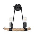 GLOBOSTAR® CROWN 01002 Vintage Φωτιστικό Τοίχου - Απλίκα με Ντουί 2 x E27 AC 220-240V IP20 - Μαύρο & Μπεζ - Μ41 x Π24 x Υ40cm - Image 4