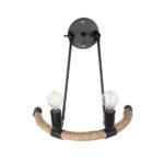 GLOBOSTAR® CROWN 01002 Vintage Φωτιστικό Τοίχου - Απλίκα με Ντουί 2 x E27 AC 220-240V IP20 - Μαύρο & Μπεζ - Μ41 x Π24 x Υ40cm - Image 6