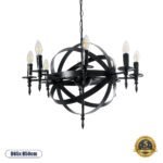 GLOBOSTAR® ESTELLE 01003 Vintage Κρεμαστό Φωτιστικό Οροφής με Ντουί 8 x E14 AC 220-240V IP20 - Μαύρο - Μ65 x Π65 x Y50cm