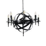 GLOBOSTAR® ESTELLE 01003 Vintage Κρεμαστό Φωτιστικό Οροφής με Ντουί 8 x E14 AC 220-240V IP20 - Μαύρο - Μ65 x Π65 x Y50cm - Image 2