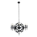 GLOBOSTAR® ESTELLE 01003 Vintage Κρεμαστό Φωτιστικό Οροφής με Ντουί 8 x E14 AC 220-240V IP20 - Μαύρο - Μ65 x Π65 x Y50cm - Image 4