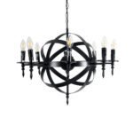 GLOBOSTAR® ESTELLE 01003 Vintage Κρεμαστό Φωτιστικό Οροφής με Ντουί 8 x E14 AC 220-240V IP20 - Μαύρο - Μ65 x Π65 x Y50cm - Image 5