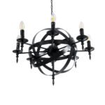 GLOBOSTAR® ESTELLE 01003 Vintage Κρεμαστό Φωτιστικό Οροφής με Ντουί 8 x E14 AC 220-240V IP20 - Μαύρο - Μ65 x Π65 x Y50cm - Image 6