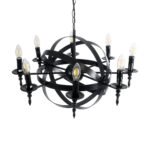 GLOBOSTAR® ESTELLE 01003 Vintage Κρεμαστό Φωτιστικό Οροφής με Ντουί 8 x E14 AC 220-240V IP20 - Μαύρο - Μ65 x Π65 x Y50cm - Image 7