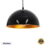 GLOBOSTAR® MEDEA 01004 Μοντέρνο Κρεμαστό Φωτιστικό Οροφής με Ντουί 1 x E27 AC 220-240V IP20 - Μαύρο & Χρυσό - Μ30 x Π30 x Υ16cm