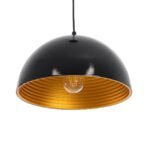 GLOBOSTAR® MEDEA 01004 Μοντέρνο Κρεμαστό Φωτιστικό Οροφής με Ντουί 1 x E27 AC 220-240V IP20 - Μαύρο & Χρυσό - Μ30 x Π30 x Υ16cm - Image 6