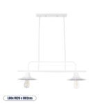 GLOBOSTAR® REGAL 01008 Vintage Φωτιστικό Οροφής με Ντουί 2 x E27 AC 220-240V IP20 - Λευκό - Μ80 x Π26 x Υ82cm