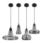 GLOBOSTAR® FEMINE 01011 Μοντέρνο Κρεμαστό Φωτιστικό Οροφής με Ντουί 4 x E27 AC 220-240V IP20 - Γκρι & Μαύρο - Μ70 x Π70 x Y24.5cm - Σετ 4 Τεμαχίων - Image 7