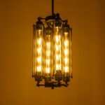 GLOBOSTAR® TUBING 01013 Vintage Κρεμαστό Φωτιστικό Οροφής με Ντουί 4 x E27 AC 220-240V IP20 - Μαύρο - Μ27 x Π27 x Y47cm - Image 3