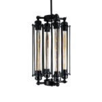 GLOBOSTAR® TUBING 01013 Vintage Κρεμαστό Φωτιστικό Οροφής με Ντουί 4 x E27 AC 220-240V IP20 - Μαύρο - Μ27 x Π27 x Y47cm - Image 5