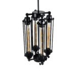 GLOBOSTAR® TUBING 01013 Vintage Κρεμαστό Φωτιστικό Οροφής με Ντουί 4 x E27 AC 220-240V IP20 - Μαύρο - Μ27 x Π27 x Y47cm - Image 7