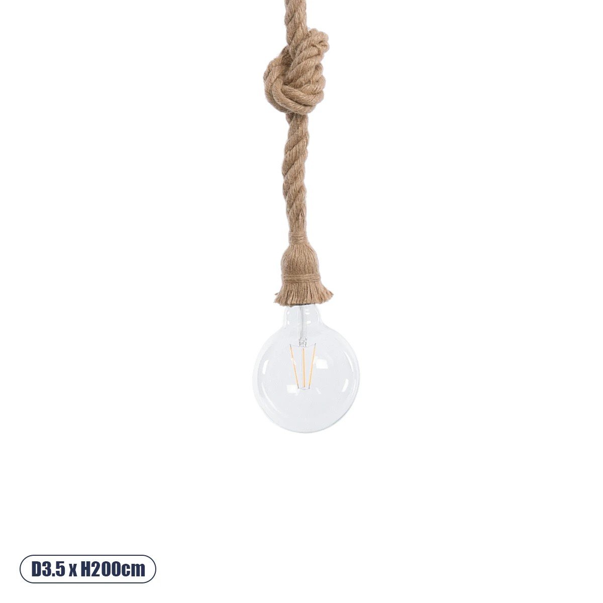 01018_00 GLOBOSTAR® ROPE 01018 Boho Κρεμαστό Φωτιστικό Οροφής με Ντουί 1 x E27 AC 220-240V IP20 - Μπεζ - Μ3.5 x Π3.5 x Υ200cm - Image 1