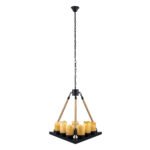 GLOBOSTAR® DOME 10001021 Vintage Κρεμαστό Φωτιστικό Οροφής με Ντουί 9 x E27 AC 220-240V IP20 - Μπεζ & Μαύρο - Μ68 x Π60 x Υ50cm - Image 4