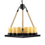 GLOBOSTAR® DOME 10001021 Vintage Κρεμαστό Φωτιστικό Οροφής με Ντουί 9 x E27 AC 220-240V IP20 - Μπεζ & Μαύρο - Μ68 x Π60 x Υ50cm - Image 5