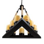 GLOBOSTAR® DOME 10001021 Vintage Κρεμαστό Φωτιστικό Οροφής με Ντουί 9 x E27 AC 220-240V IP20 - Μπεζ & Μαύρο - Μ68 x Π60 x Υ50cm - Image 6