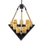 GLOBOSTAR® DOME 10001021 Vintage Κρεμαστό Φωτιστικό Οροφής με Ντουί 9 x E27 AC 220-240V IP20 - Μπεζ & Μαύρο - Μ68 x Π60 x Υ50cm - Image 7