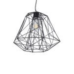 GLOBOSTAR® GRID 01022 Vintage Κρεμαστό Φωτιστικό Οροφής με Ντουί 1 x E27 AC 220-240V IP20 - Μαύρο - Μ40 x Π40 x Υ33cm - Image 2