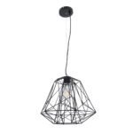 GLOBOSTAR® GRID 01022 Vintage Κρεμαστό Φωτιστικό Οροφής με Ντουί 1 x E27 AC 220-240V IP20 - Μαύρο - Μ40 x Π40 x Υ33cm - Image 4