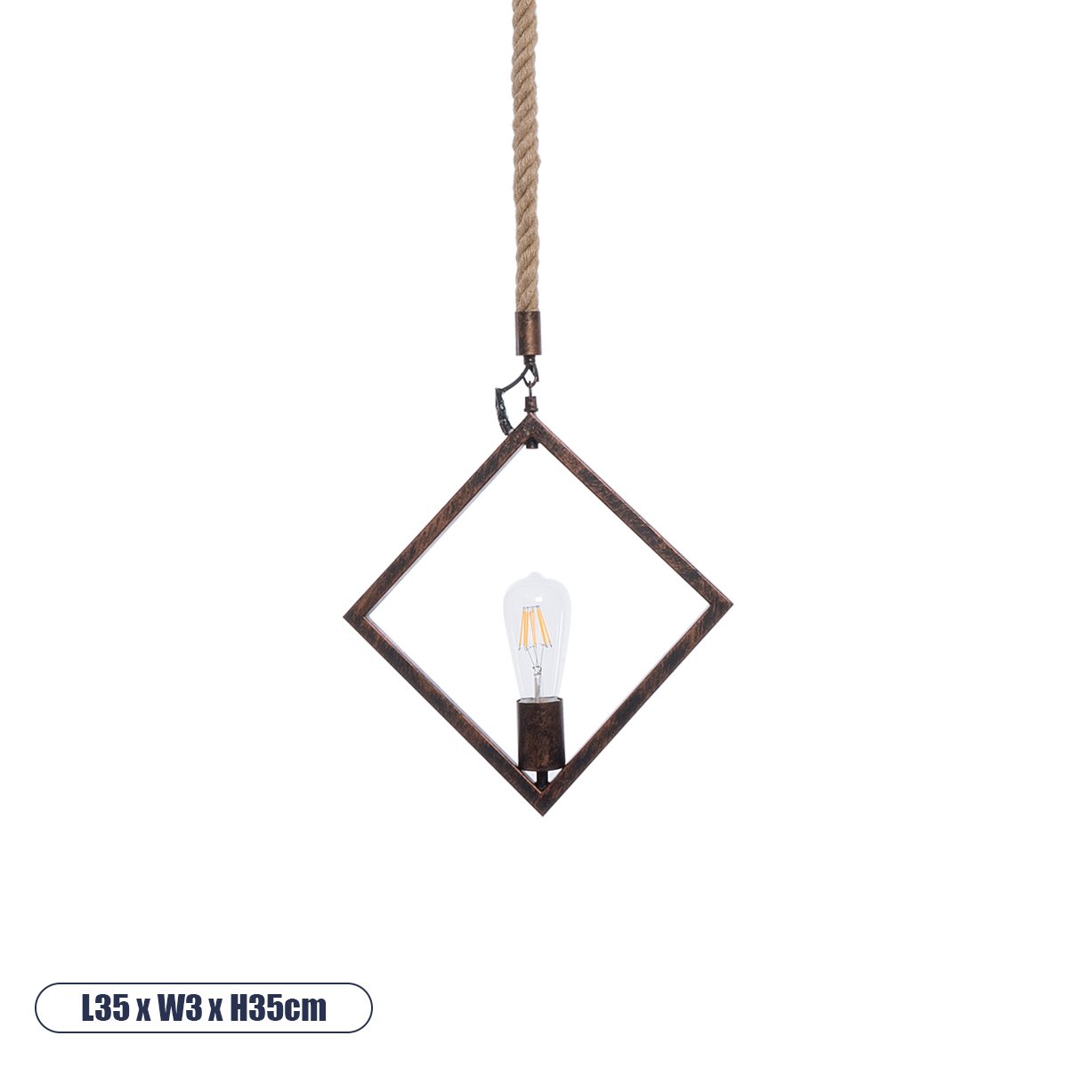 01023_0 GLOBOSTAR® ALCO 01023 Vintage Κρεμαστό Φωτιστικό Οροφής με Ντουί 1 x E27 AC 220-240V IP20 - Χάλκινο & Μπεζ - Μ35 x Π3 x Υ35cm - Image 1