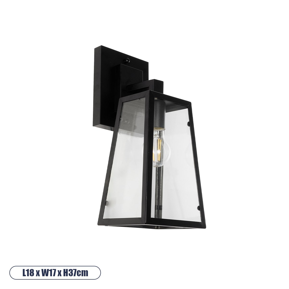 01032_0 GLOBOSTAR® ASETYLIN 01032 Vintage Φωτιστικό Τοίχου - Απλίκα με Ντουί 1 x E27 AC 220-240V IP20 - Μαύρο - Μ18 x Π17 x Υ37cm - Image 1