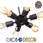 GLOBOSTAR® CONFOR 01036 Μοντέρνο Φωτιστικό Οροφής με Ντουί 6 x E27 AC 220-240V IP20 - Μαύρο - Μ24 x Π24 x Υ8cm - Image 5