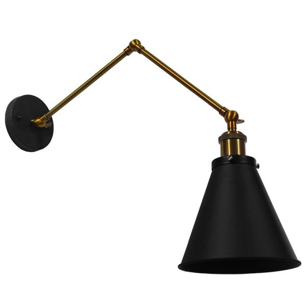01037_002 GLOBOSTAR® CRUCE 01037 Vintage Φωτιστικό Τοίχου - Απλίκα με Ντουί 1 x E27 AC 220-240V IP20 - Μαύρο & Χρυσό - Μ19 x Π63 x Υ77cm - Image 1