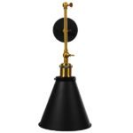 GLOBOSTAR® CRUCE 01037 Vintage Φωτιστικό Τοίχου - Απλίκα με Ντουί 1 x E27 AC 220-240V IP20 - Μαύρο & Χρυσό - Μ19 x Π63 x Υ77cm - Image 2