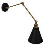 GLOBOSTAR® CRUCE 01037 Vintage Φωτιστικό Τοίχου - Απλίκα με Ντουί 1 x E27 AC 220-240V IP20 - Μαύρο & Χρυσό - Μ19 x Π63 x Υ77cm - Image 4