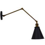 GLOBOSTAR® CRUCE 01037 Vintage Φωτιστικό Τοίχου - Απλίκα με Ντουί 1 x E27 AC 220-240V IP20 - Μαύρο & Χρυσό - Μ19 x Π63 x Υ77cm - Image 3