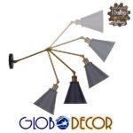 GLOBOSTAR® CRUCE 01037 Vintage Φωτιστικό Τοίχου - Απλίκα με Ντουί 1 x E27 AC 220-240V IP20 - Μαύρο & Χρυσό - Μ19 x Π63 x Υ77cm - Image 11