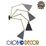 GLOBOSTAR® CRUCE 01037 Vintage Φωτιστικό Τοίχου - Απλίκα με Ντουί 1 x E27 AC 220-240V IP20 - Μαύρο & Χρυσό - Μ19 x Π63 x Υ77cm - Image 12