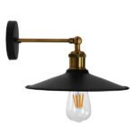 GLOBOSTAR® MINIMALL 01039 Vintage Φωτιστικό Τοίχου - Απλίκα με Ντουί 1 x E27 AC 220-240V IP20 - Μαύρο & Χρυσό - Μ22 x Π39 x Υ18cm - Image 4