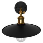 GLOBOSTAR® MINIMALL 01039 Vintage Φωτιστικό Τοίχου - Απλίκα με Ντουί 1 x E27 AC 220-240V IP20 - Μαύρο & Χρυσό - Μ22 x Π39 x Υ18cm - Image 7
