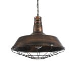 GLOBOSTAR® RAY 01045 Vintage Κρεμαστό Φωτιστικό Οροφής με Ντουί 1 x E27 AC 220-240V IP20 - Χάλκινο Εφέ Σκουριάς - Μ46 x Π46 x Υ36cm - Image 2