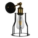 GLOBOSTAR® CATEL 01054 Vintage Φωτιστικό Τοίχου - Απλίκα με Ντουί 1 x E27 AC 220-240V IP20 - Μαύρο & Χρυσό - Μ15 x Π26 x Υ31cm - Image 2